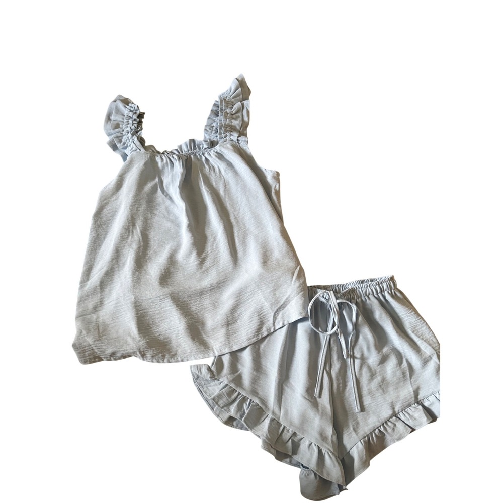 Unbranded Ruffle Two Piece Set Light Blue Coquette Cottagecore Shorts Small